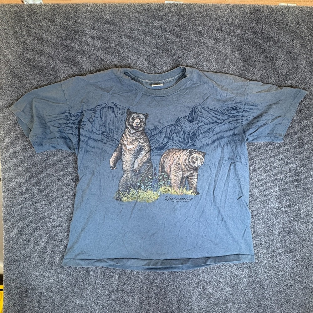 Vintage Sansegal Sportswear T Shirt Womens 2X Slate Blue Cotton Bear Graphic